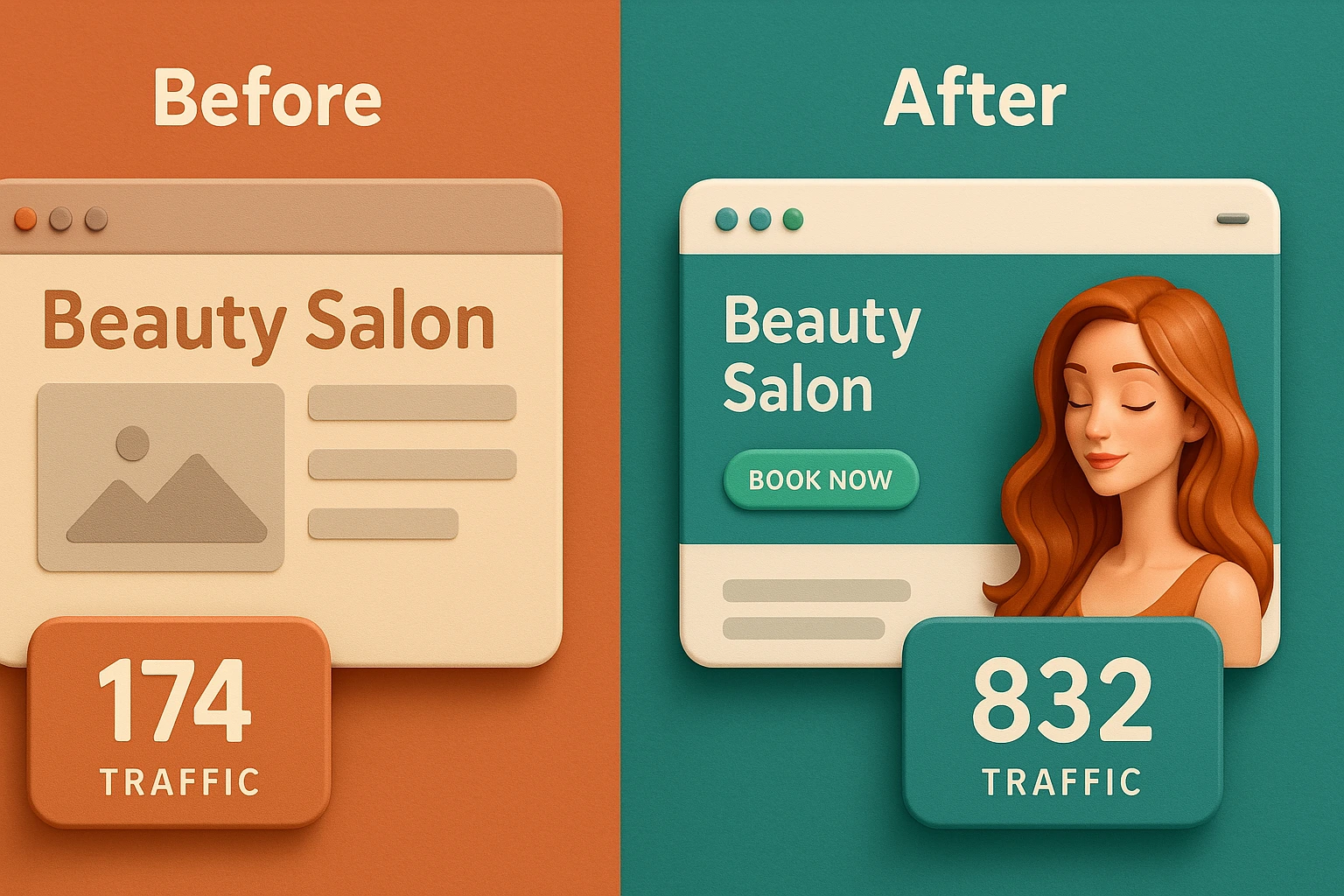 Website optimization before and after comparison